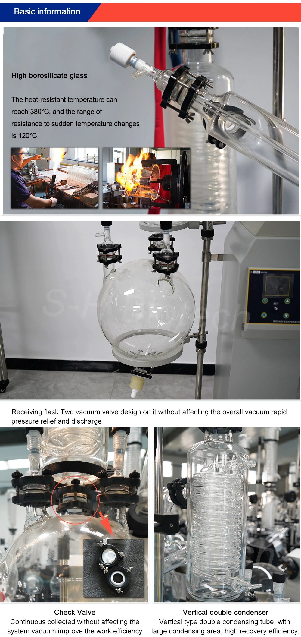 S-H Biotech Laboratory Distillation Column Rotovapor Glass Distillation Apparatus