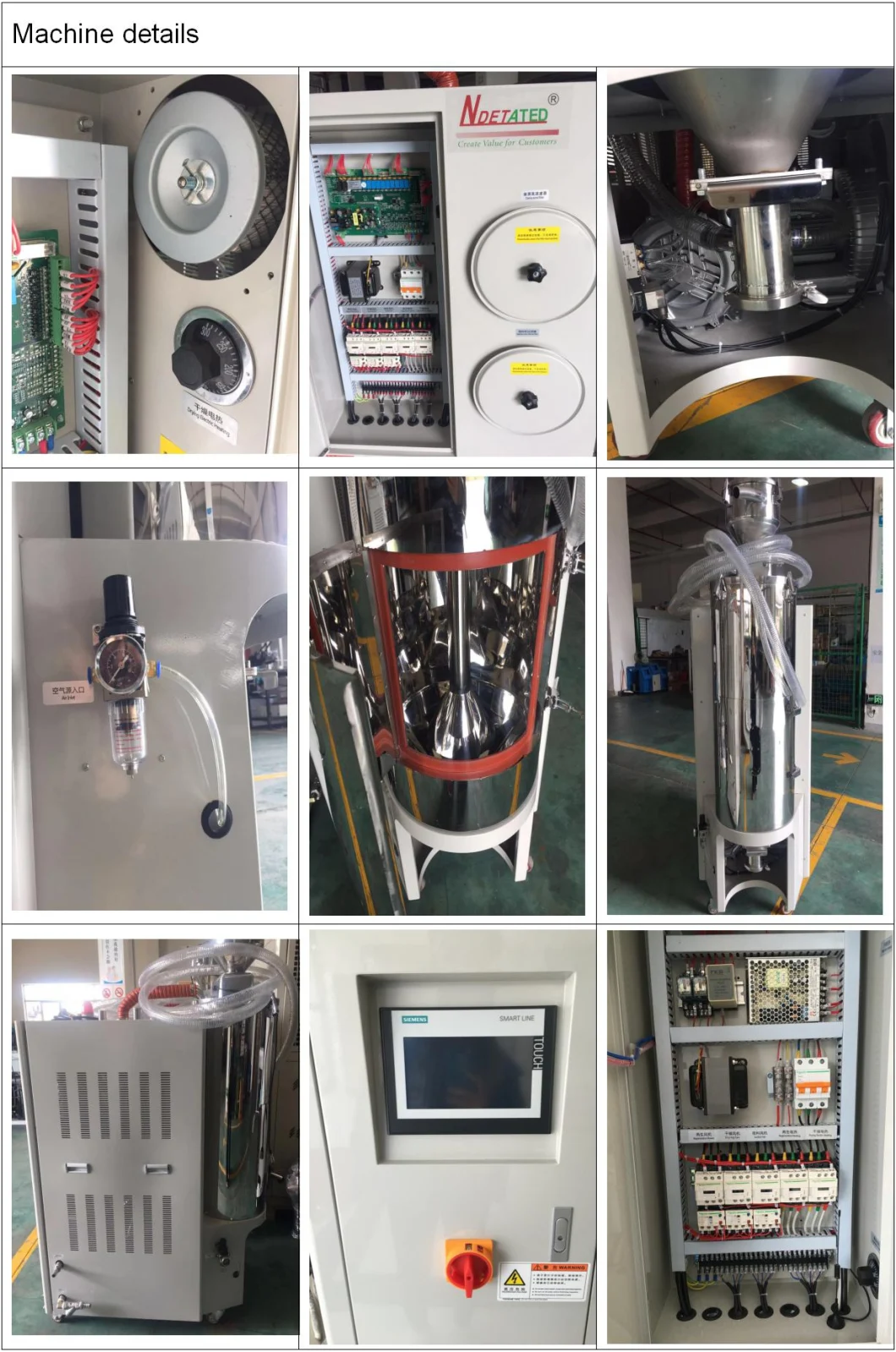 Stainless Steel Dehumidifying and Drying in a Honeycomb Dehumidifier Unit Plastic Hopper Dryer Machine High Effective Injection Machine Plastic Granules