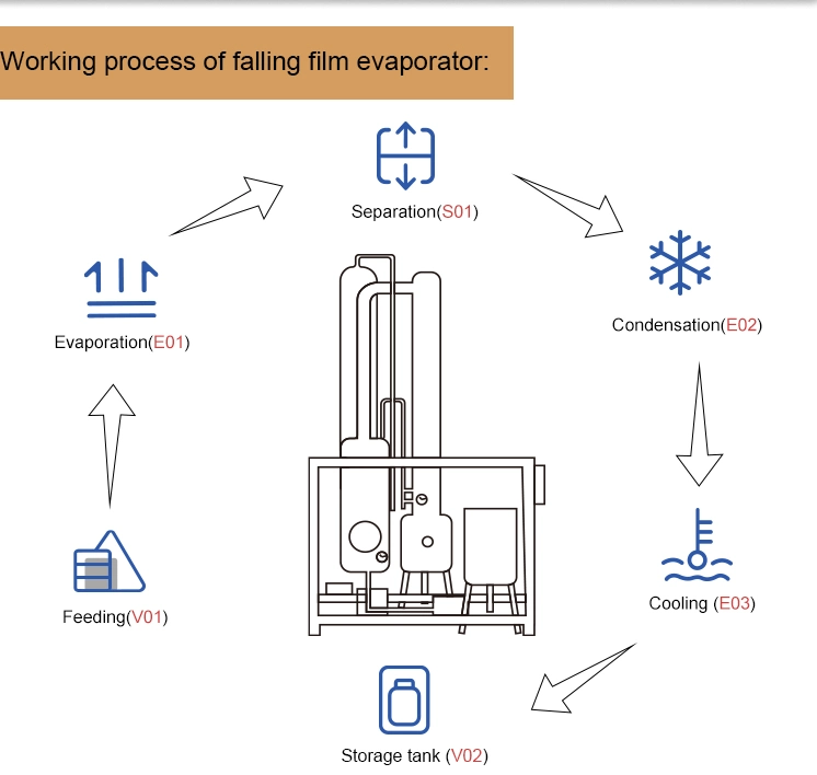 Plant Oil Distillation Alcohol Large 200L Falling Film Evaporator Turnkey